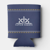 Witte & Blauwe Nautische Boot Terwijl Gouden Sterr Blikjeskoeler (Achterkant)