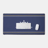 Witte & Blauwe Nautische Boot Terwijl Gouden Sterr Bureaumat (Keyboard & Muis)