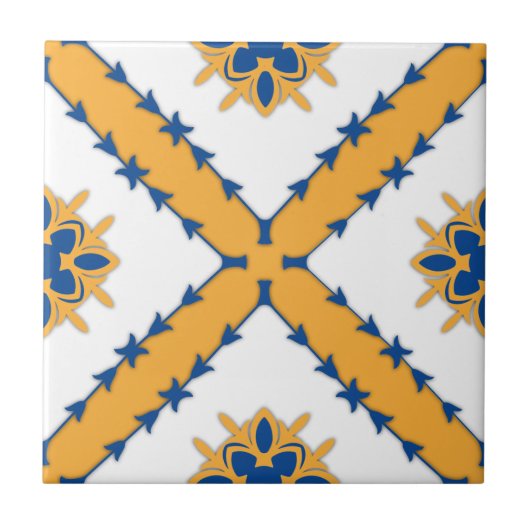 Witte Blauwe Oranje Middellandse Zee Tegeltje (Voorkant)