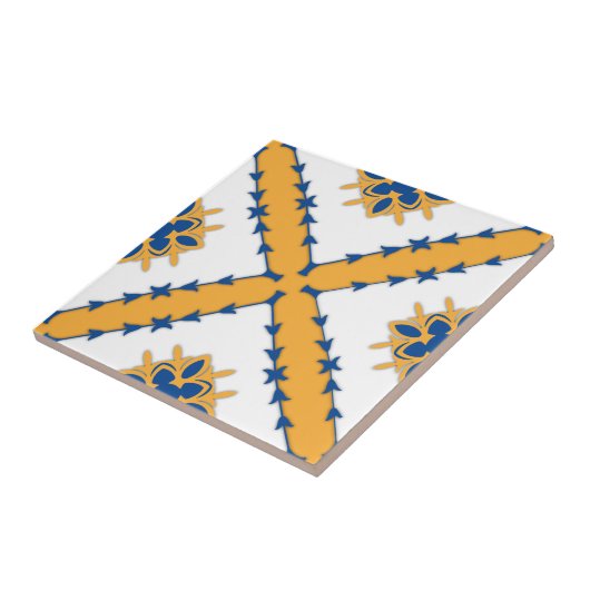 Witte Blauwe Oranje Middellandse Zee Tegeltje (Zijkant)