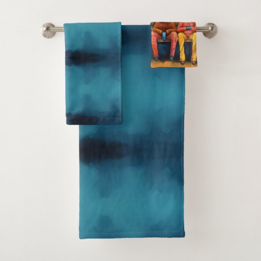 Witte Blauwe Ox Koe Boerderij Aangekleed Bad Handdoek (Insitu)