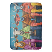 Witte Blauwe Ox Koe Boerderij Aangekleed Badmat (Voorkant Verticaal)