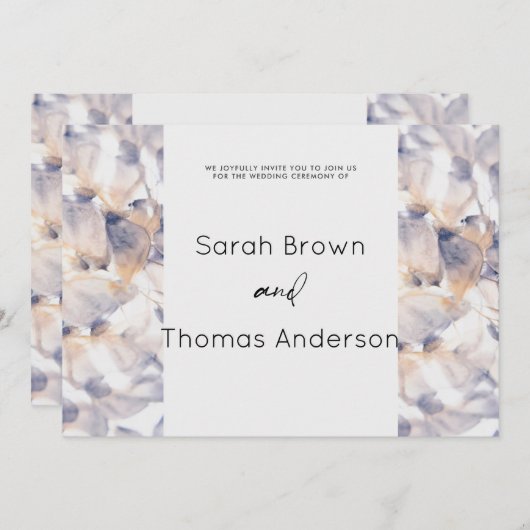 WITTE & BLAUWE PATELES BLOEMIGE ELEGANTE BRUIDSBRU KAART (Voorkant / Achterkant)