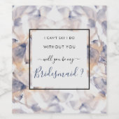 WITTE & BLAUWE PATELES BLOEMIGE ELEGANTE BRUIDSMEI WIJN ETIKET (Enkel label)