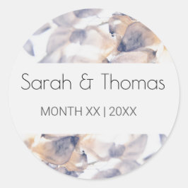 WITTE & BLAUWE PATELES BLOEMIGE ELEGANTE BRUILOFT RONDE STICKER