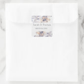 WITTE & BLAUWE PATELES BLOEMIGE ELEGANTE BRUILOFT VIERKANTE STICKER (Tas)