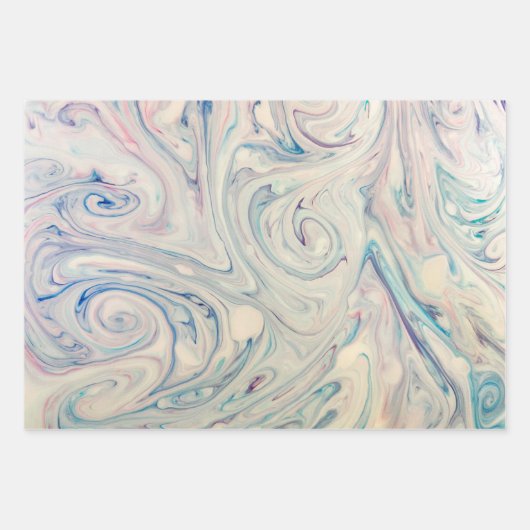 Witte blauwe roze moderne, Abstracte, vloeiende ku Inpakpapier Vel (Voorkant 2)