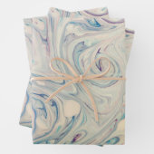 Witte blauwe roze moderne, Abstracte, vloeiende ku Inpakpapier Vel (In situ)