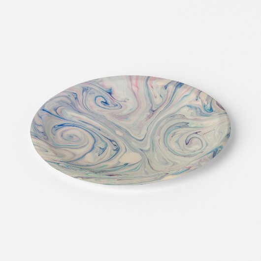 Witte blauwe roze moderne, Abstracte, vloeiende ku Papieren Bordje (Gekanteld)