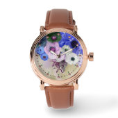 WITTE BLAUWE ROZEN, ANEMONSLOEMMONOGRAM HORLOGE (Voorkant)