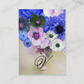 WITTE BLAUWE ROZEN EN ANEMONEBLOEMEN MONOGRAM VISITEKAARTJE (Achterkant)