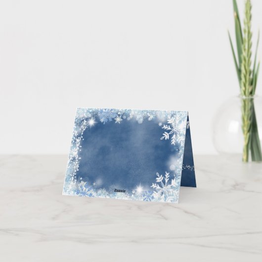 Witte Blauwe Sneeuw In Liefde Sneeuwvlok Bruid Gev Bedankkaart (Achterkant)