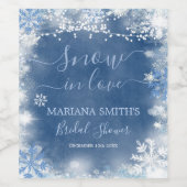 Witte Blauwe Sneeuw in Love Sneeuwvlok Bruiloft Fe Wijn Etiket (Enkel label)