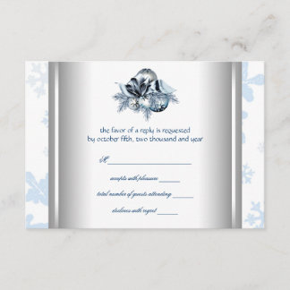 Witte Blauwe Sneeuwvlok Blauw Winter Bruiloft RSVP Kaartje