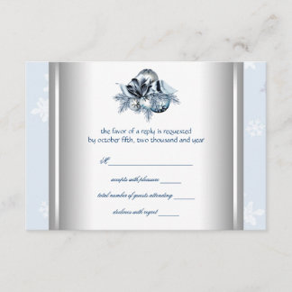 Witte Blauwe Sneeuwvlok Blauw Winter Bruiloft RSVP Kaartje