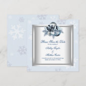 Witte Blauwe Sneeuwvlok Winter Bruiloft Save the D Date (Voorkant / Achterkant)
