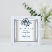 Witte Blauwe Sneeuwvlok Winter Bruiloft Save the D Date (Staand voorkant)