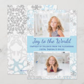 Witte/Blauwe Sneeuwvlokken 2 Foto's - Kerst Kaart (Voorkant / Achterkant)