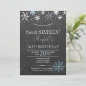 Witte blauwe sneeuwvlokken chique winter zoet zest kaart (Staand voorkant)