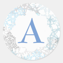 Witte/blauwe sneeuwvlokken - cirkelsticker ronde sticker