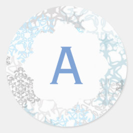 Witte/blauwe sneeuwvlokken - cirkelsticker ronde sticker