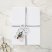 Witte Blauwe Sneeuwvlokken Kerstboom Cadeaulabel (Met Touw)
