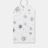 Witte Blauwe Sneeuwvlokken Kerstboom Cadeaulabel (Achterkant)