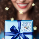 Witte & Blauwe Sneeuwvlokken Kerstmisdecoratie Vierkante Sticker