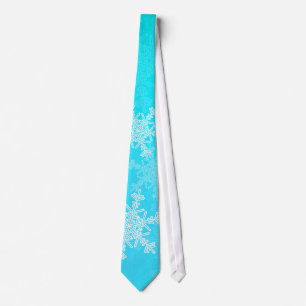 Witte Blauwe Sneeuwvlokken Minimalistische Kerst N Stropdas