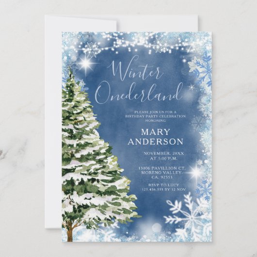 Witte Blauwe Sneeuwvlokken Winter Onederland Verja Kaart (Voorkant)