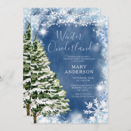 Witte Blauwe Sneeuwvlokken Winter Onederland Verja Kaart (Voorkant / Achterkant)