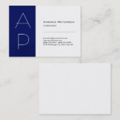 Witte blauwe streep mollig monogram Visitekaartje (Voorkant / Achterkant)