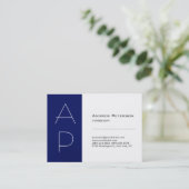 Witte blauwe streep mollig monogram Visitekaartje (Staand voorkant)