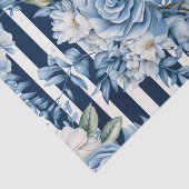 Witte Blauwe Strepen Bloemige Bruidsdouche Tissuepapier (Detail)