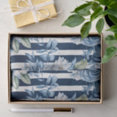 Witte Blauwe Strepen Bloemige Bruiloftsfeest Tissuepapier (Geschenk)