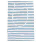Witte blauwe strepen medium cadeauzakje (Voorkant)