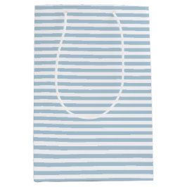 Witte blauwe strepen medium cadeauzakje