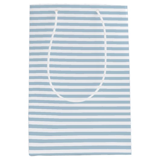 Witte blauwe strepen medium cadeauzakje (Voorkant)