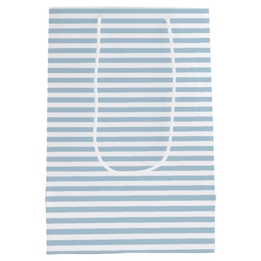 Witte blauwe strepen medium cadeauzakje (Achterkant)