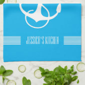 Witte & Blauwe Strepen Nautische Boot Anker Theedoek (Gevouwen)