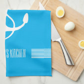 Witte & Blauwe Strepen Nautische Boot Anker Theedoek (Quarter Fold)