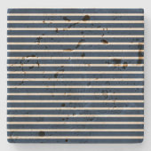 Witte blauwe strepen stenen onderzetter (Voorkant)