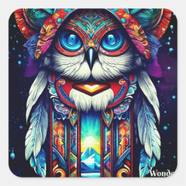 Witte blauwe uil vierkante sticker