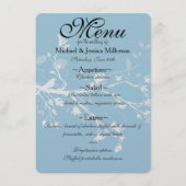 Witte Blauwe Vogel takken Bruiloft Menu (Voorkant)