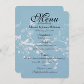 Witte Blauwe Vogel takken Bruiloft Menu (Voorkant / Achterkant)