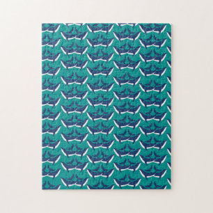 Witte Blauwe Walvissen Zee Dier Groen Oceaan Marie Legpuzzel