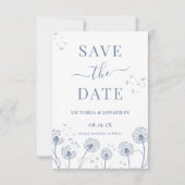 Witte Blauwe Wilde Bloem Boho Bruiloft Save The Date (Voorkant)