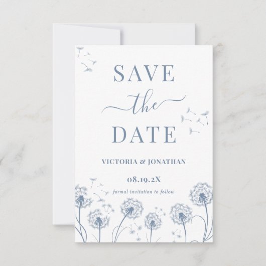 Witte Blauwe Wilde Bloem Boho Bruiloft Save The Date (Voorkant)
