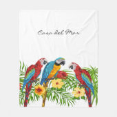 Witte blauwe wortelbladeren zomerhuisnaam fleece deken (Voorkant)