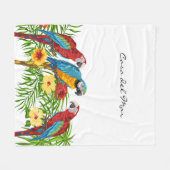 Witte blauwe wortelbladeren zomerhuisnaam fleece deken (Voorkant (Horizontaal))